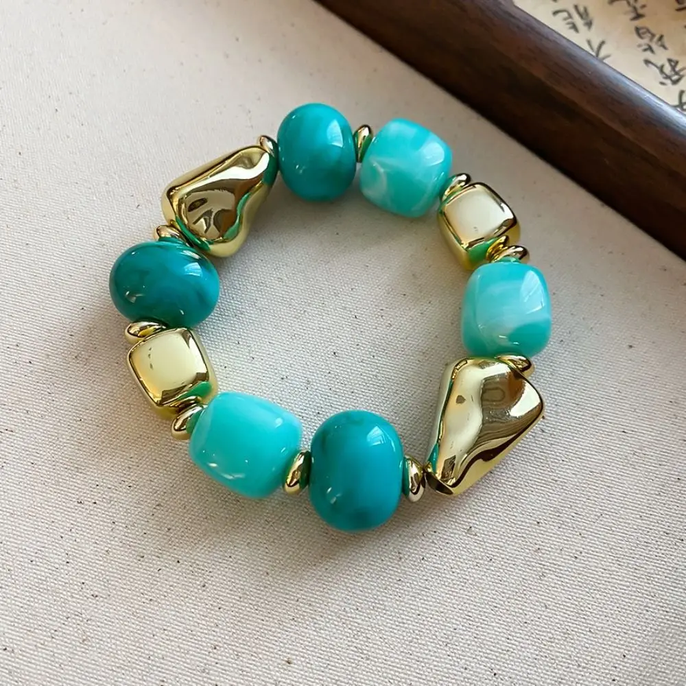 Bohemian Beads Acrylic Bangle Smudging Europe American Style Irregular Bracelet Dopamine Jewelry Accessories Retro Hand Ring