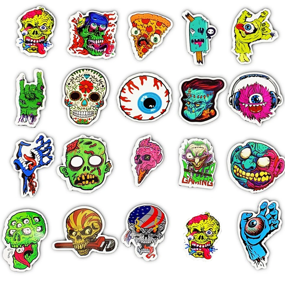 10/30/50PCS Horror Series Skull Zombie Cool Stickers Laptop Guitar Luggage Waterproof Graffiti Sticker Decal Kid Classic Toys