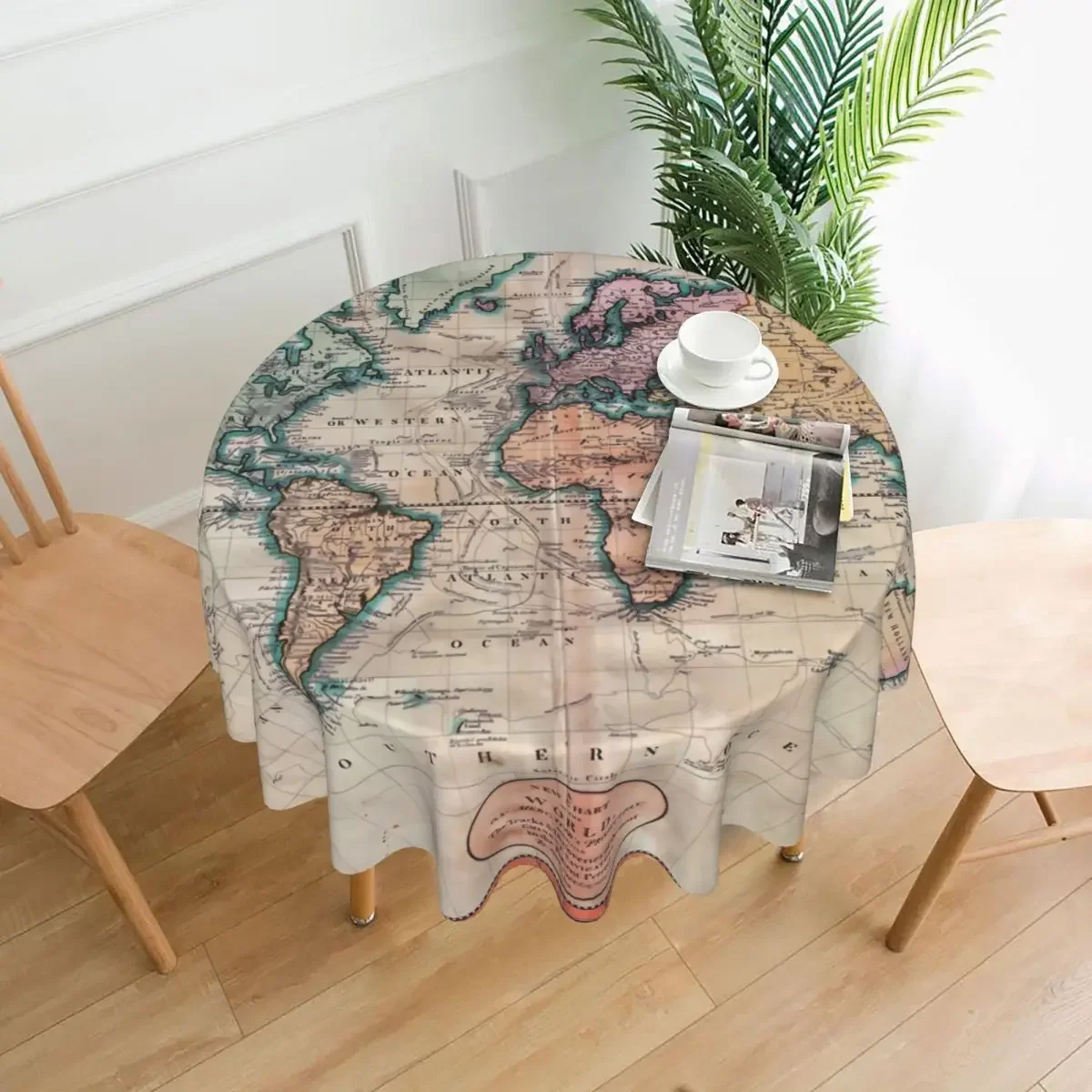 Tablecloth Vintage World Map 1801 Round Table Cloth Historical Map Table Cover Tablecloths Home Picnic Party Table Decoration