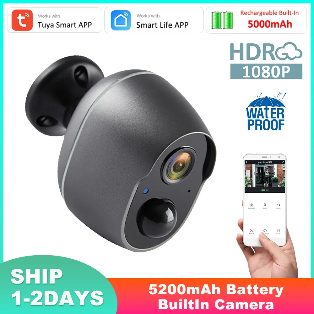 camera infravermelha inteligente tuya bateria recarregavel 5200mah wifi sem fio sirene buzzer 1080p exterior ip66 grande angular 135 01