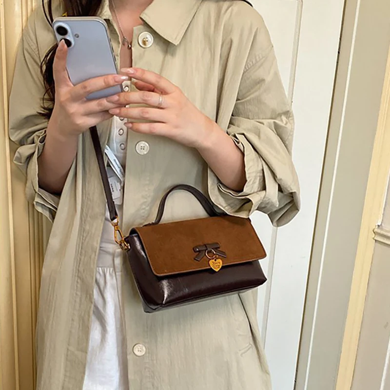 Ladies' Handbag 2026 Retro Minimalist Small Square Bag Autumn New Shoulder Bag Casual Crossbody Bags Color-Blocking Design