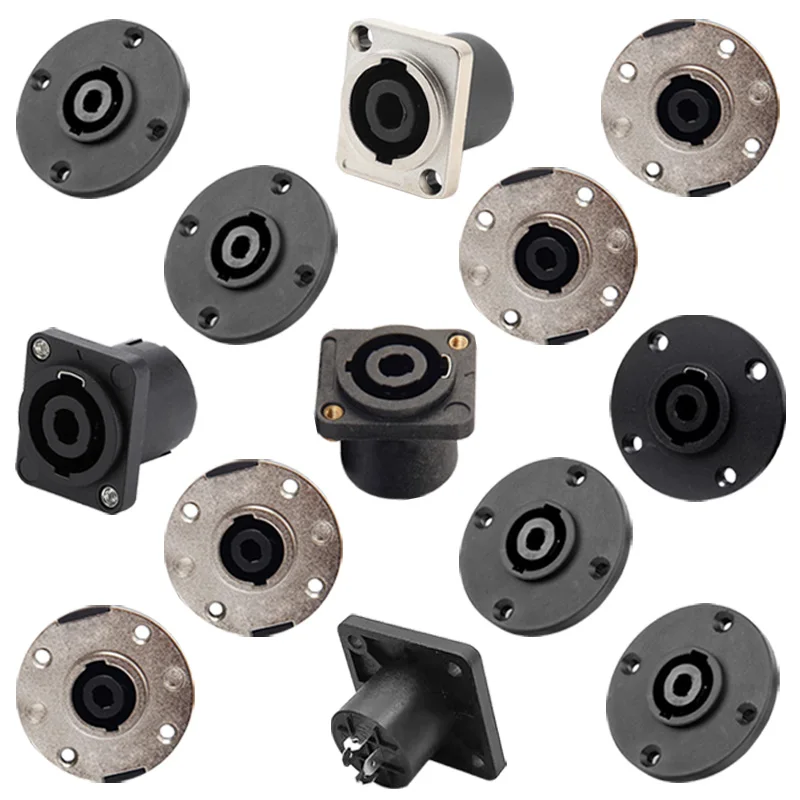 Prise Jack Audio femelle Speakon, 5 pièces, 4 cœurs, connecteur de Base carrée ou ronde, prise de montage sur panneau, connecteur XLR avec Terminal de verrouillage