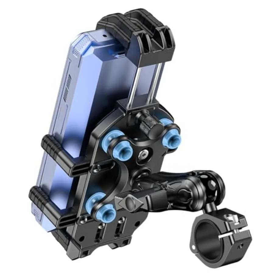 

Motorcycle Phone Mount with Vibration Dampener and Secure Lock [Size Adjustable] [Larger and Thicker Phones Friendly ] Handleba