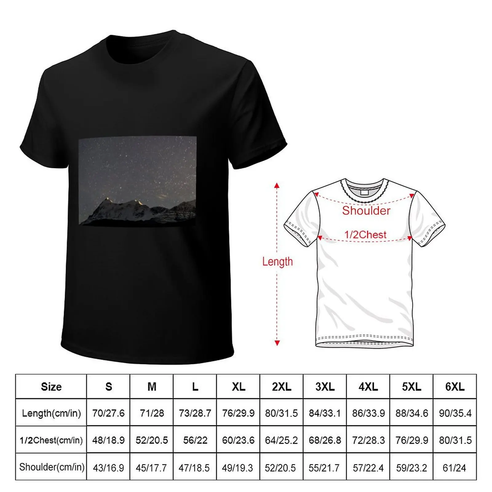 trishul star trails from bedni bugyal, the himalayas, india T-Shirt Soft Touch Basic Cotton T-Shirt