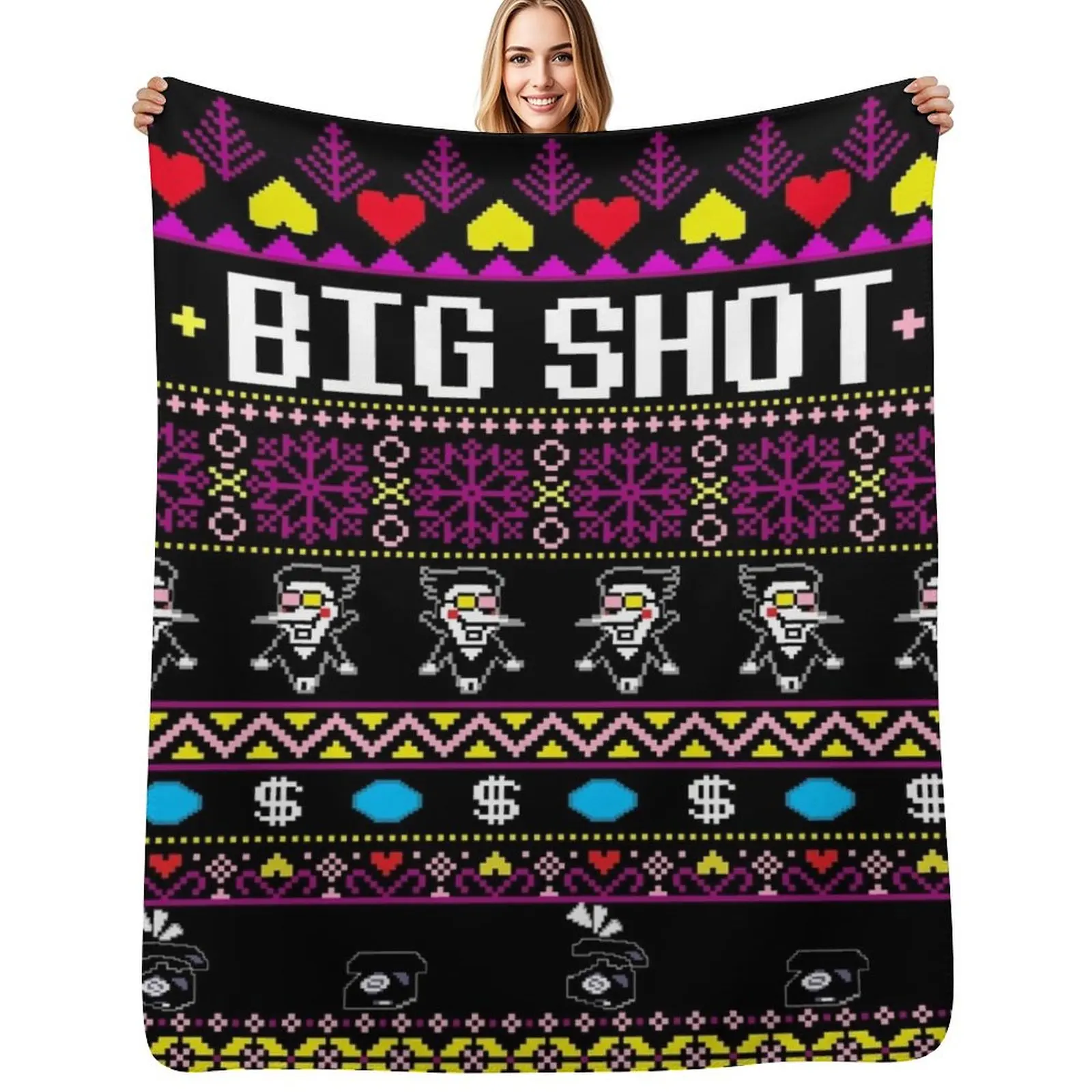 Spamton's BIG SHOT Kromer Krismas Throw Blanket Machine Washable Soft Warm Blanket