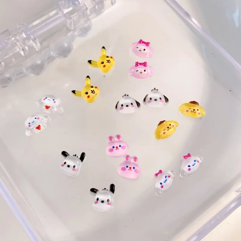 Mini manicure sticker cartoon sieraden Sanrio handgeschilderde hars diamant schattig Hello Kitty Kuromi Pochacco hars accessoires cadeau