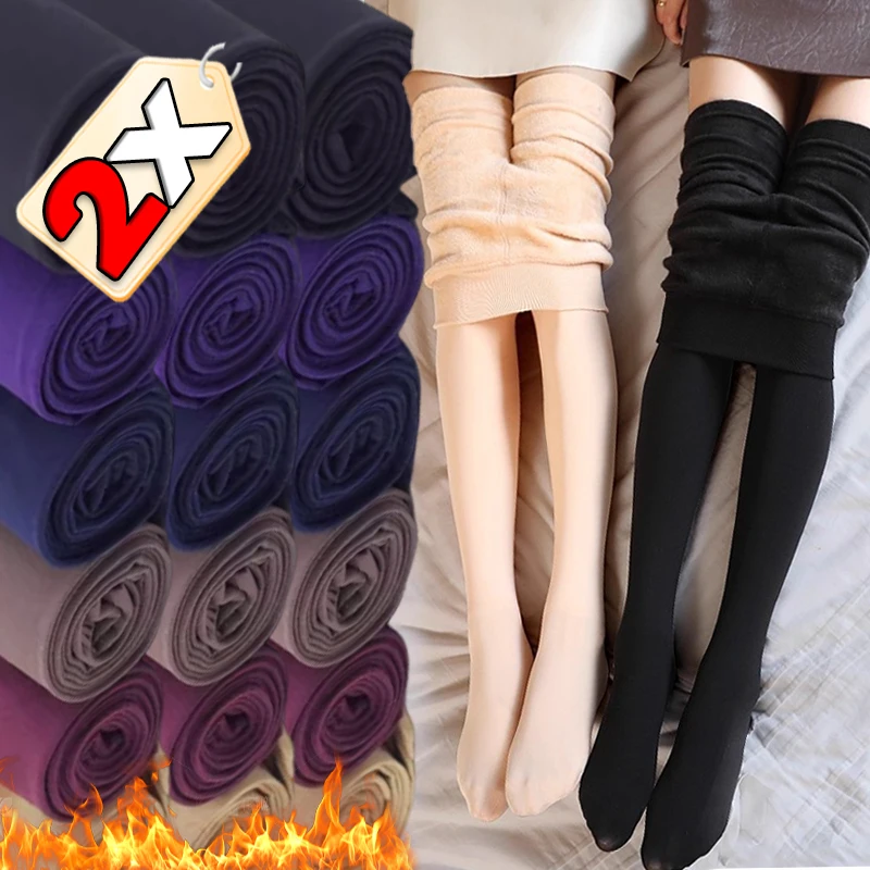 2 قطعة جوارب الشتاء الدافئة الملونة للنساء الفتيات رشاقته الجوارب الحرارية طماق عالية الخصر جوارب لينة بسط جوارب طويلة