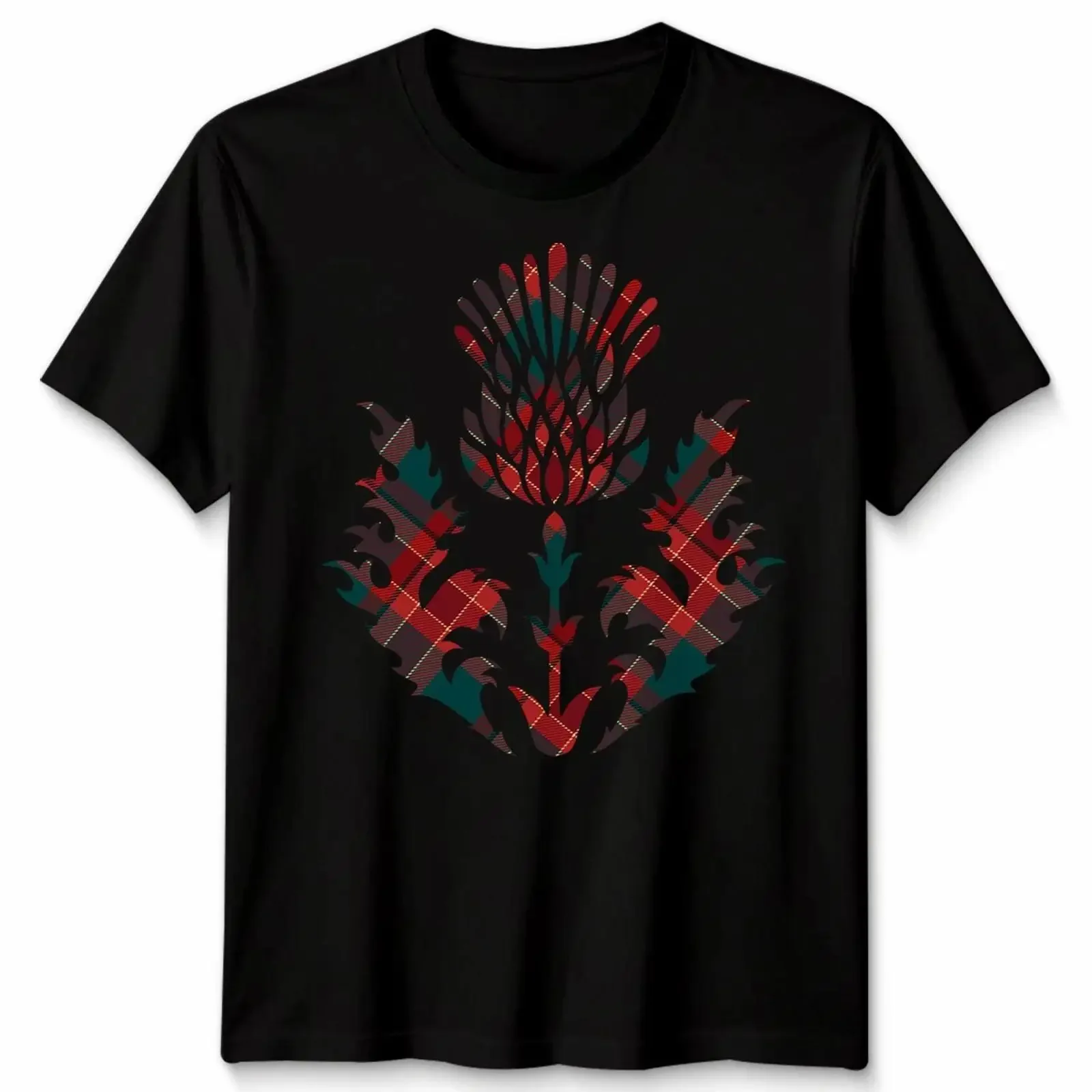 Scottish Tartan T Shirt Thistle Emblem Scotland Heritage Symbol vintage Washed Top For Everyday Wear streetwear Stretched