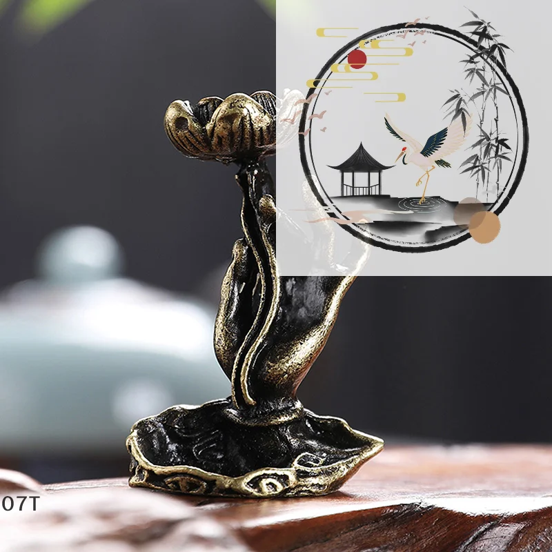 Pure Copper  Backflow Incense Buddha Hand Lotus Brass Incense Frame Incense Zen Tea Ceremony  Table Furnishings For Home Decor