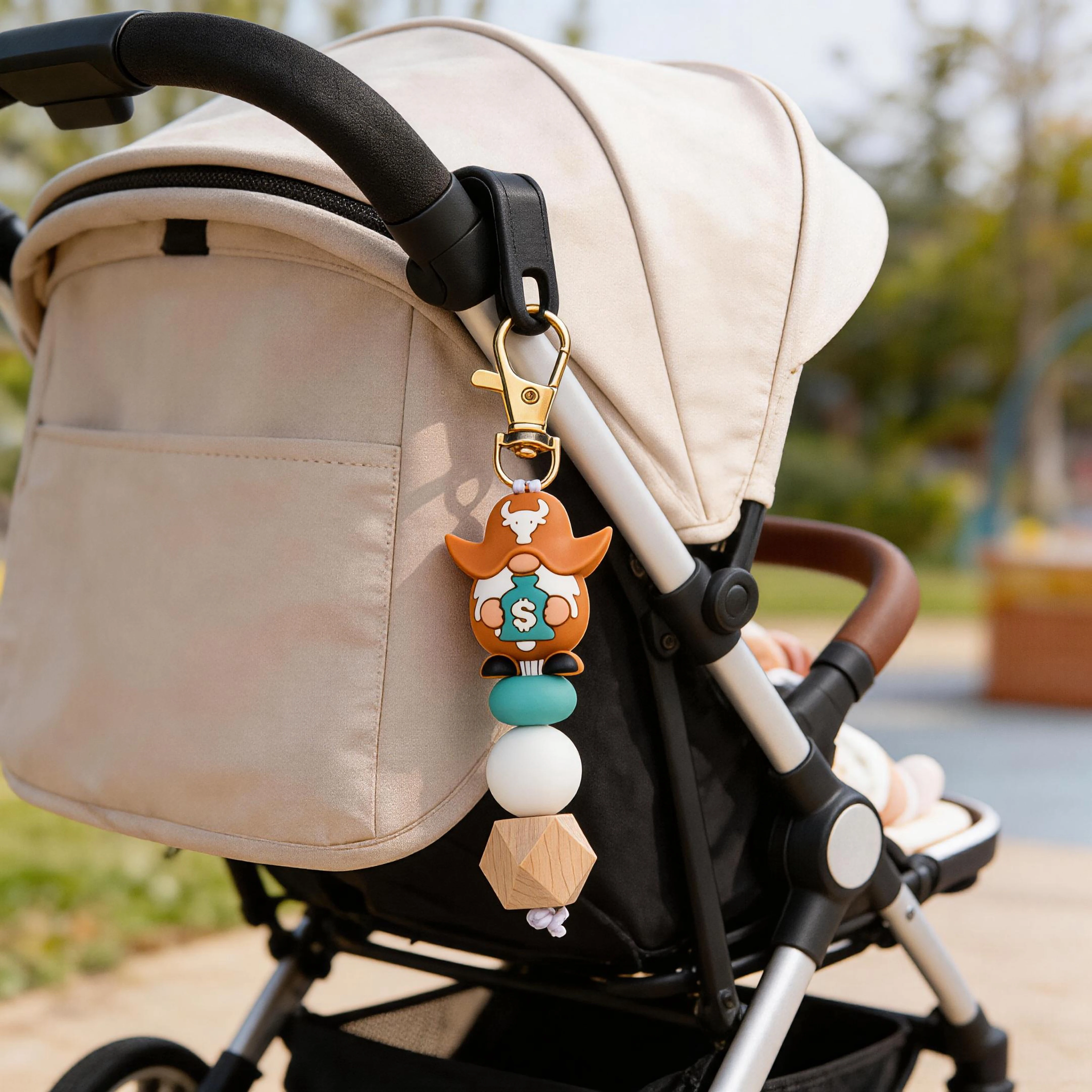 1pc Silicone Beads Cowboy Series Pendant Stroller Hook Charm Cartoon Handbag Keychain Silicone Decoration Accessories