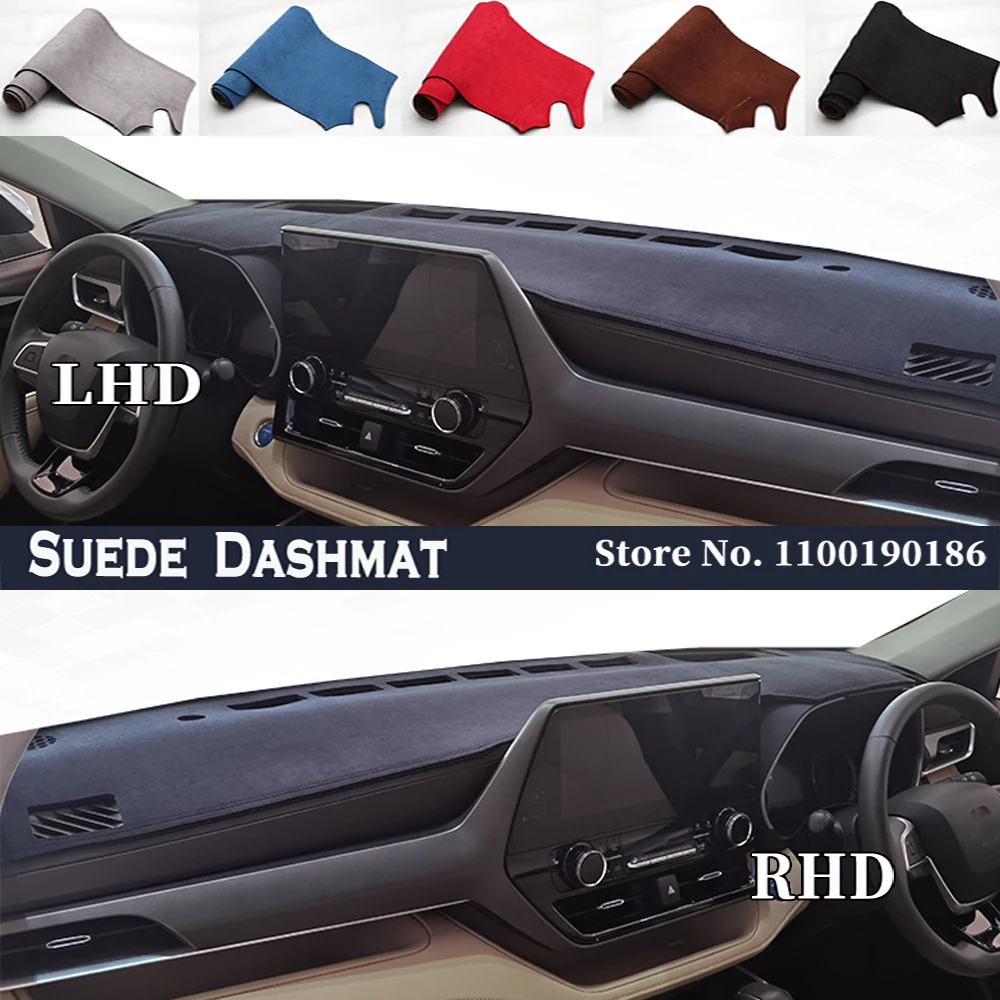 Car Styling Suede Leather Dash Mat Covers Dashmat Dashboard Carpet Accessories For Toyota Highlander Kluger XU70 2020 - 2024 70