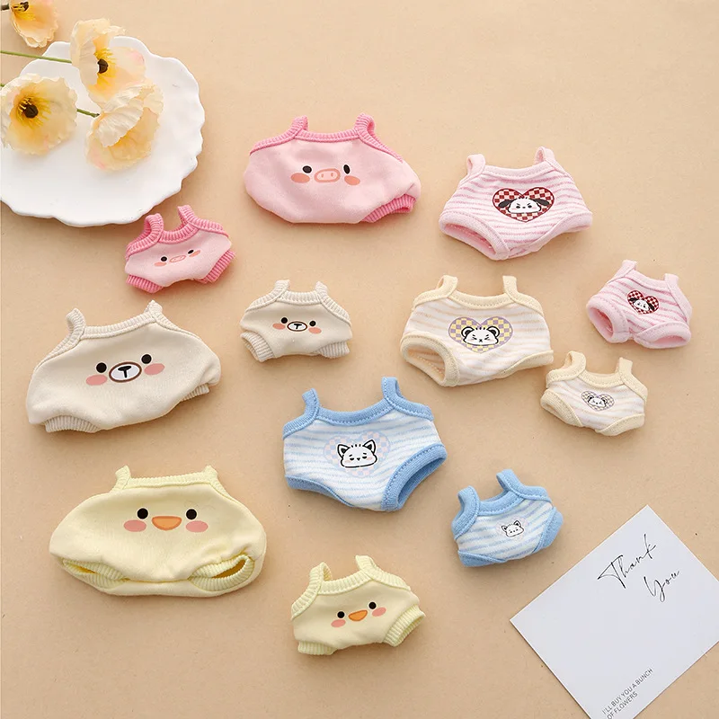 Cute One-Piece Star Suspender Romper 10cm & 20cm Cotton Doll Clothes Printed Baby Dressing up Suit