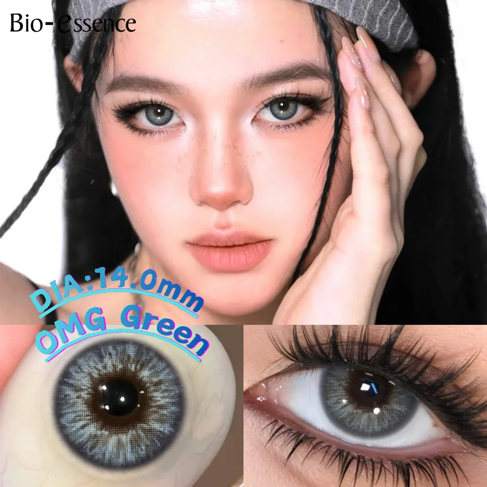 Lentilles de contact d'ambiance Bio-essence K-fashion, lentille souple de couleur douce vert bleu marron, lentille d'élève naturelle pour le quotidien des étudiants