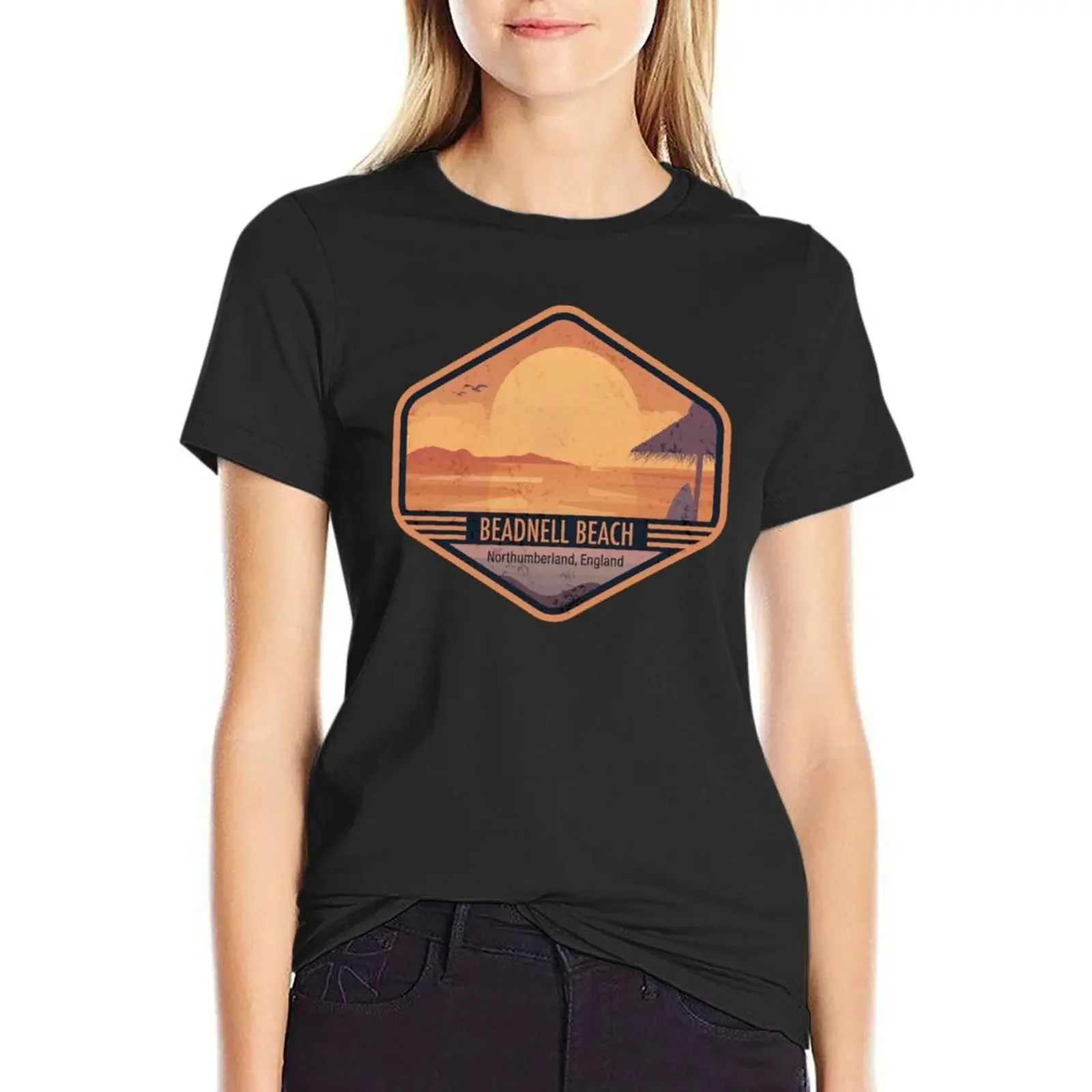 

Beadnell Bay Beach in England T-Shirt quick drying blanks hippie clothes shirts graphic tees t shirts for Womens