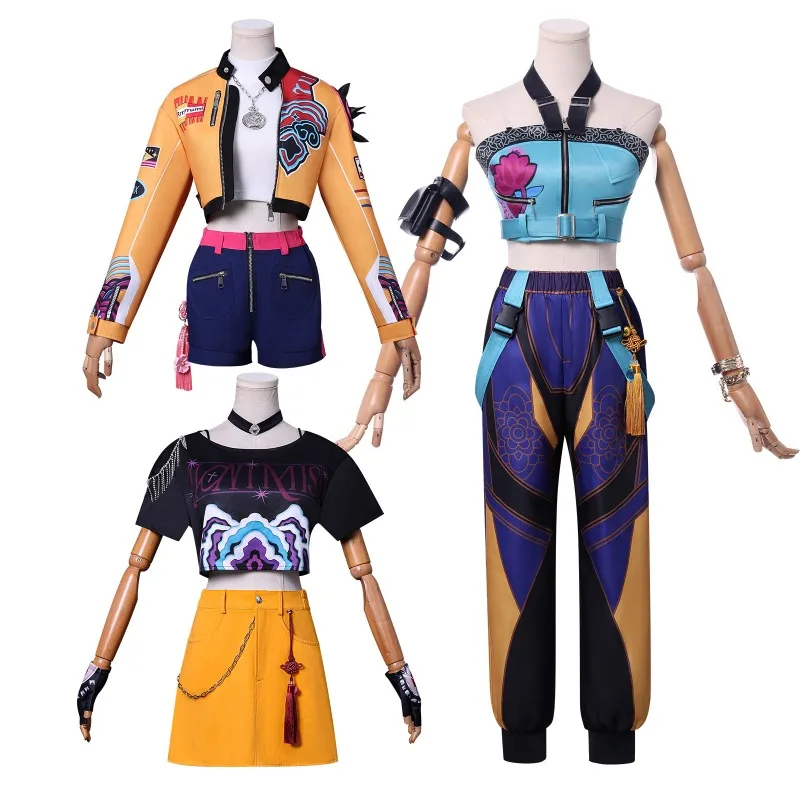 

KPOP Girl Dress Set Lumi Mira Zoe Anime Group Cosplay Costume Demon Hunters Stage Outfit Women Halloween Party