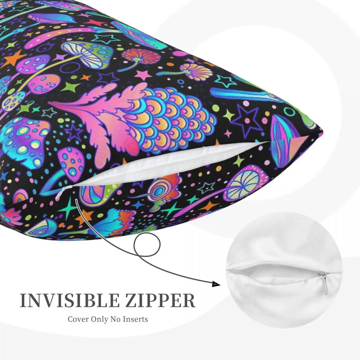 Psychedelic Magic Mushrooms Print Lava Rectangle Pillowcase Cushion Cover Decor Bedroom Bed Home Comfort Throw Pillow