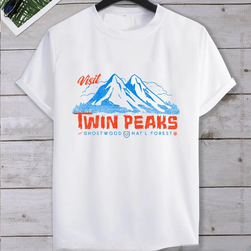 Summer Vintage Short-sleev  Graphic T Shirts Streetwear   Camisa  Tees Twin Peaks Logo T-shirts  men clothing  graphic t shirts
