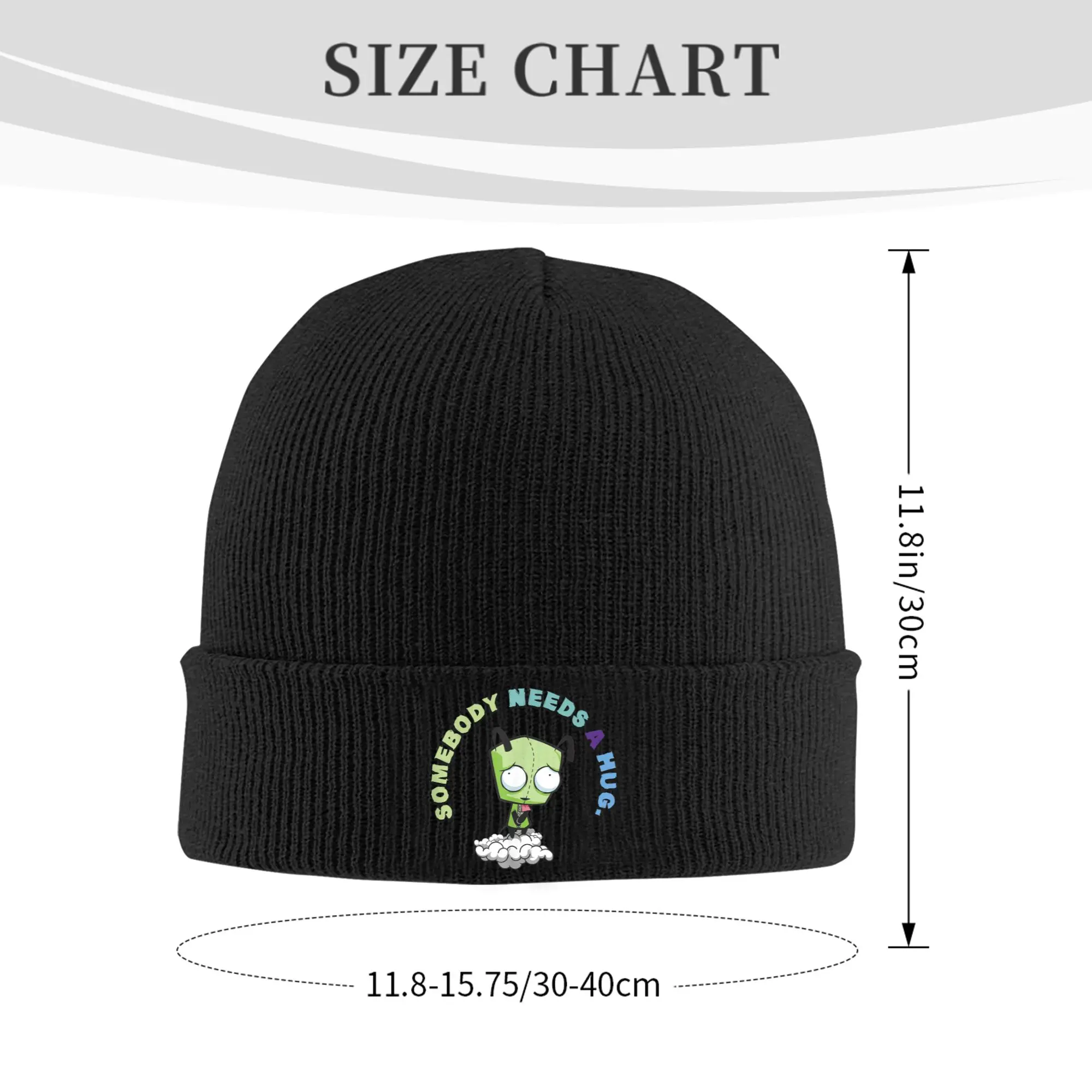 Invader Zim Gir Knitted Hat for Women Men Beanies Winter Hat Acrylic  Hip Hop Melon Cap