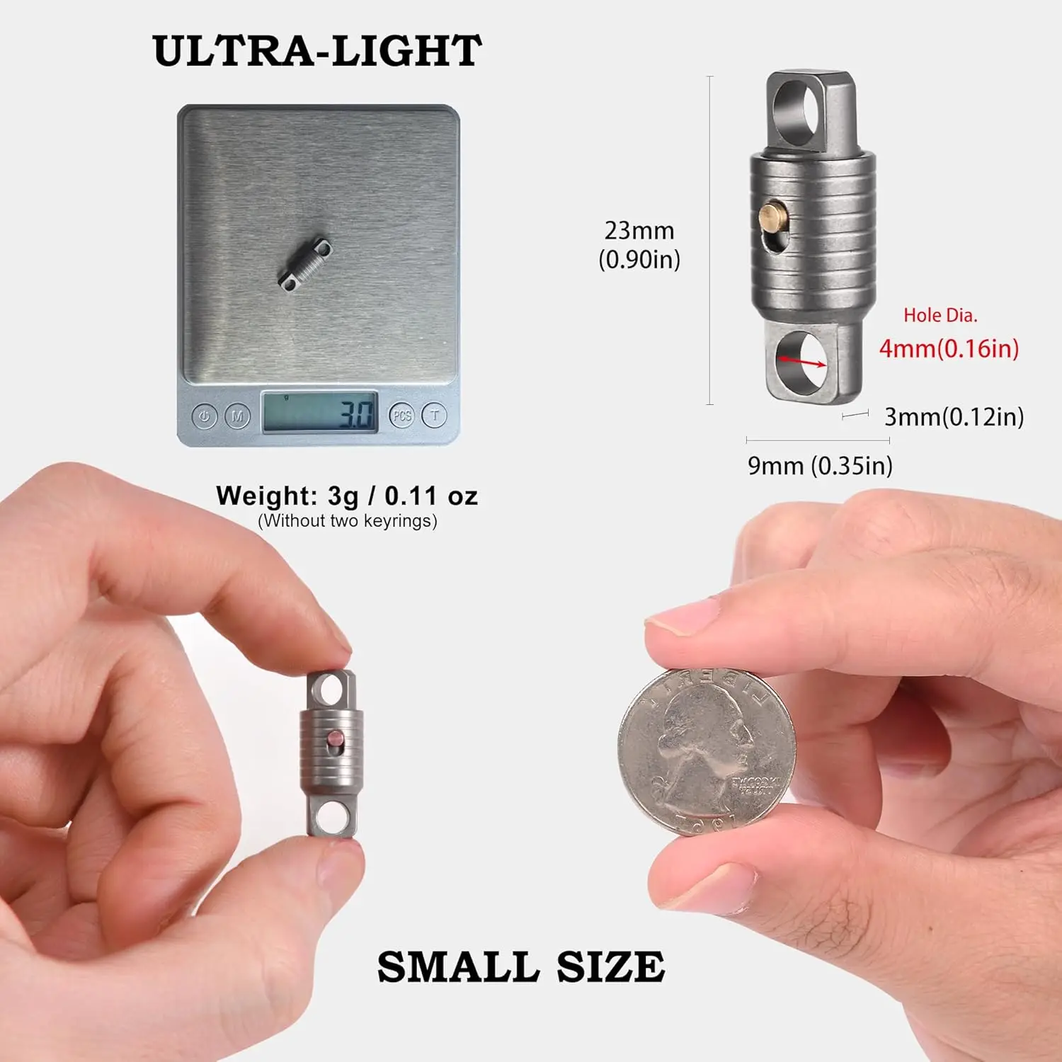 سبائك التيتانيوم المفاتيح مزدوجة الرأس قفل صغير مشبك للإزالة المحمولة في الهواء الطلق تسلق الجبال مشبك EDC أداة