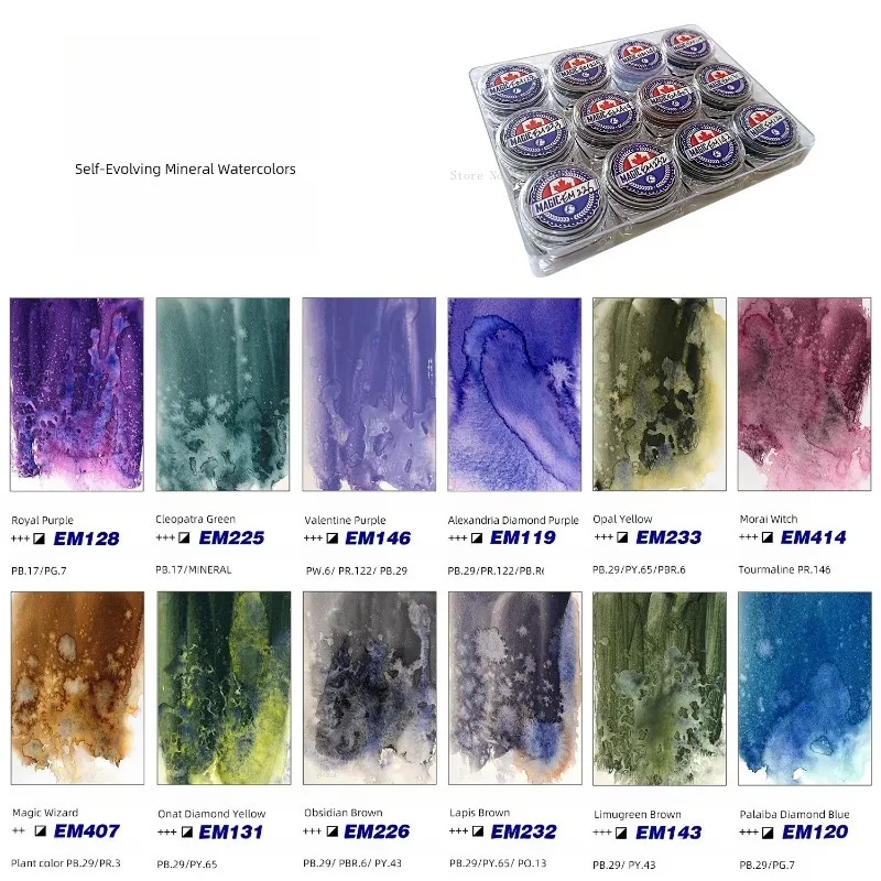 2.5ML 12-Color Mineral Layered Watercolor Charm Series Precipitation Color Pigment Set Artist Art Painting Creation Supplies