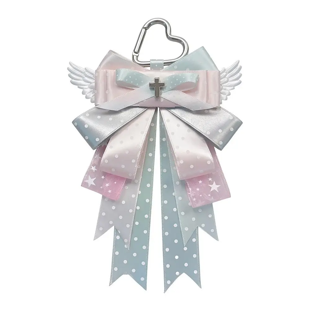DIY Handmade Itabag Decoration Keychain Bow Design Cross Design Bag Pendant Double Layer Ribbon Kawaii Anime Periphery