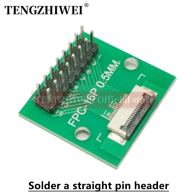 5 Stuks Ffc/Fpc Adapter Board 0.5Mm-16P Tot 2.54Mm Gelaste 0.5Mm-16P Flip-Top Connector Gelaste Rechte En Gebogen Pin Headers