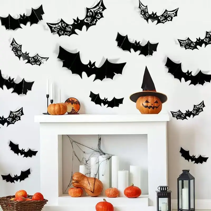 

Halloween 3D Bat Decorations PVC Bat Wall Stickers Furniture Window Yard Decorations Outdoor Lawn Ghost Party Decor.