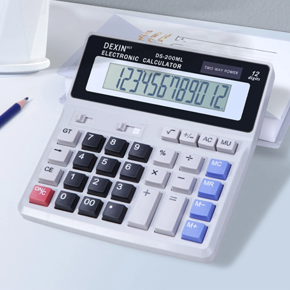 Desk Calculator 12 Digit LCD Display Solar and Battery Powered Big Button Giant Accounting Calculator with Anti-slip Bottom