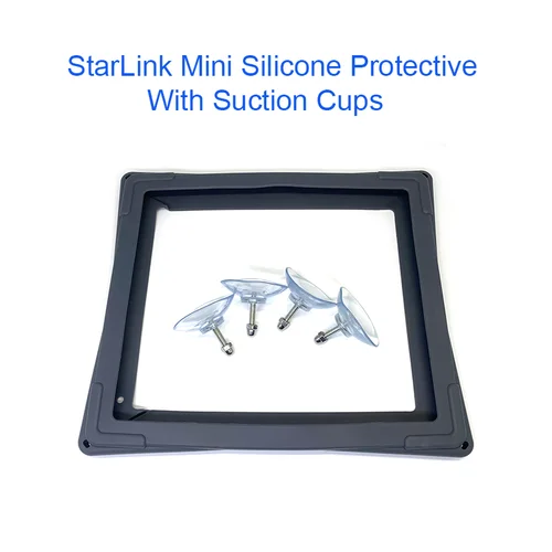 Imagen 2 del producto Protector de silicona para StarLink Mini con 4 ventosas, cubierta impermeable resistente a los arañazos, antigolpes y anticaídas