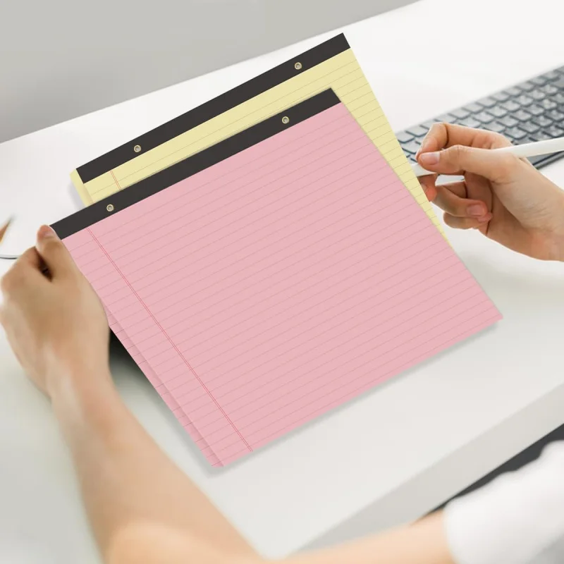 (5 Pads 11 x 9.5 Legal Pads College Ruled Notepad, Colored Lined Paper Pads, 50 Sheets/Pad, Colors Pastel Writing Pads Sch