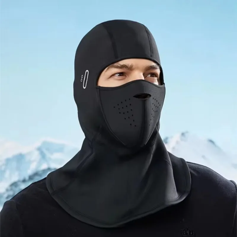 

Зимняя утолщенная шапка на флисовой подкладке, ветрозащитная и теплая маска для езды на велосипеде на открытом воздухе.