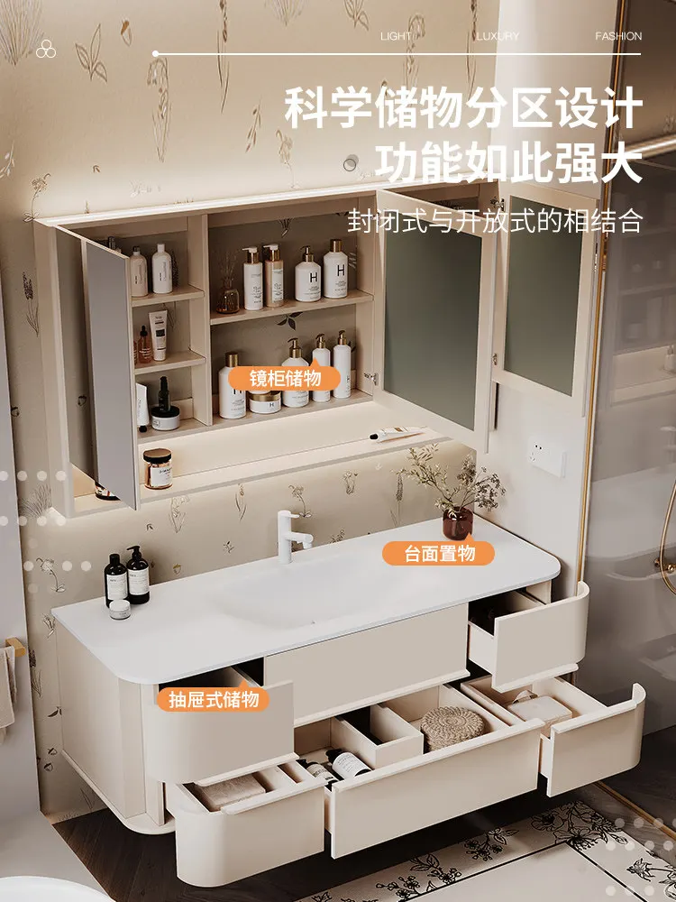 Oak bathroom cabinet combination toilet slate hot bending washbasin cabinet