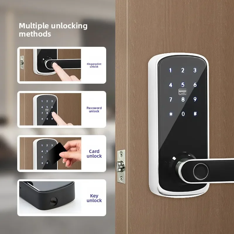 DurableSingle Tongue Free Opening Smart Lock TTLOCK APP Wooden Door Fingerprint Lock Graffiti Wifi Fingerprint Lock