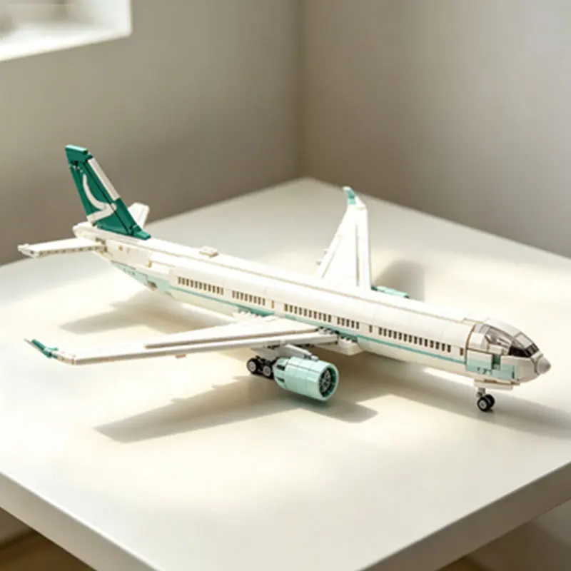 MOC2432pcs Long-Range Civil Aviation Passenger Aircraft Small Particle Assembly Blocks High-Difficulty Aviation Model Toy