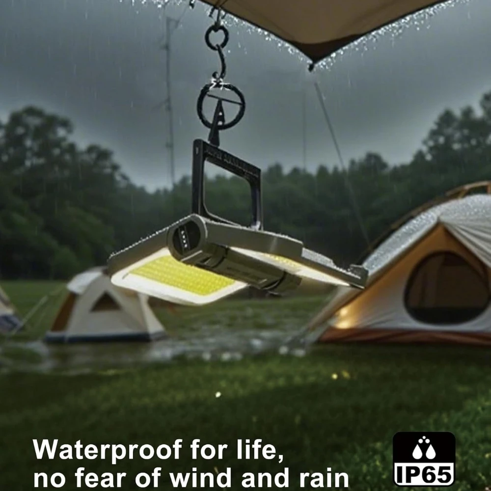 2400LM Solar Lade Tragbare Magnetische Arbeit Licht High Power Faltbare Camping Laterne Im Freien Wasserdichte Dimmen Notfall Lampe