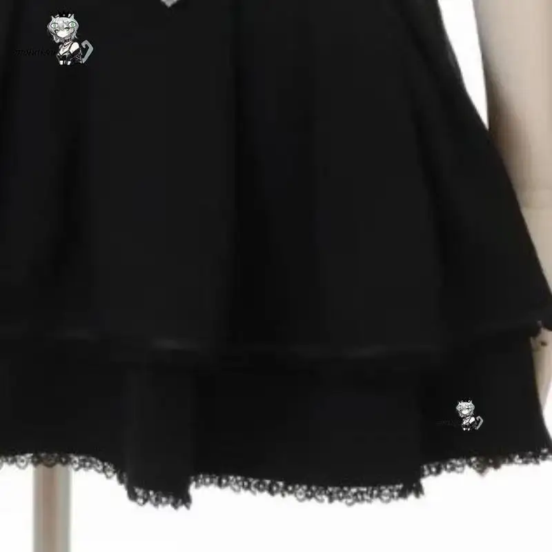 Saia Feminina Mini Estilo Bolo Kawaii Japonesa, Jupe Fairy Bandage Lolita, Cintura Alta, Estética Y2K, Renda Doce, Gótica, JK Falda