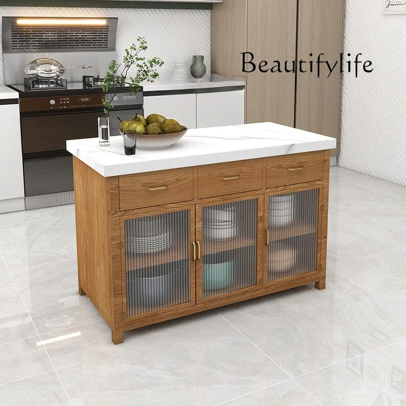 Kitchen island table, separate cabinet, bowl cabinet, solid wood storage, household removable cooking table, side cabinet