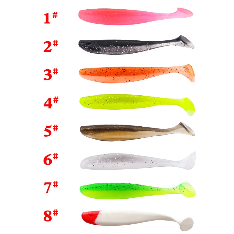 10 PCS T-shaped Tail Soft Fishing Bait Water Insect Simulated Fishing Lure Artificial Fishing Lure Lifelike Skin Fishing Gear