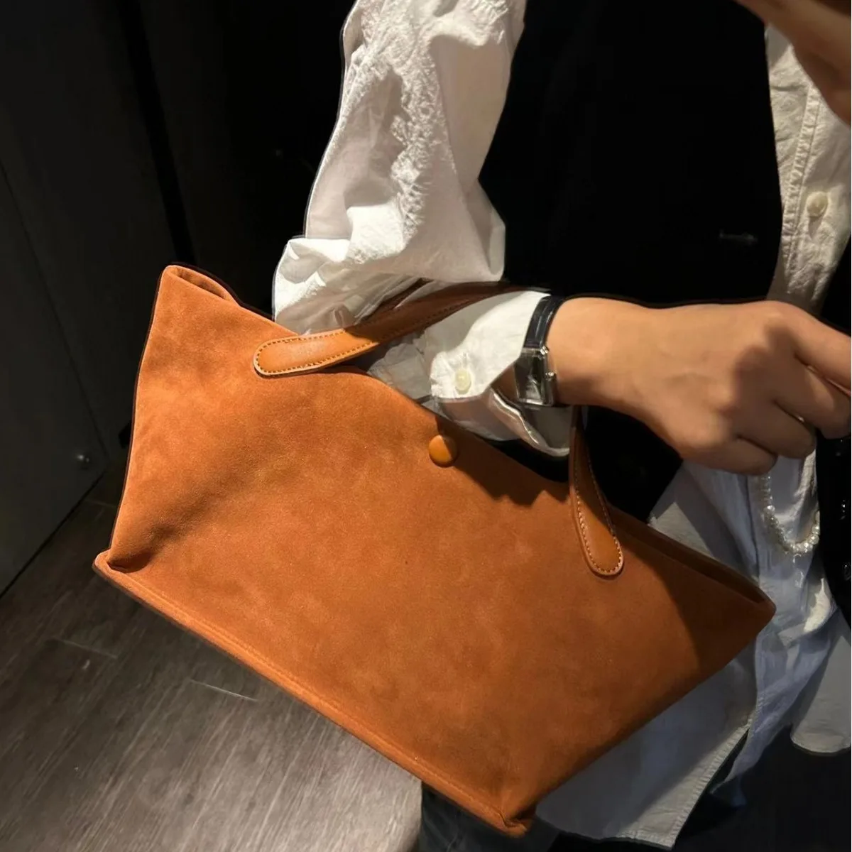 

Vintage Suede Women Handbags Maillard Large Capacity Tote Bag Trend Autumn and Winter Female Bags Quality Bag 2024