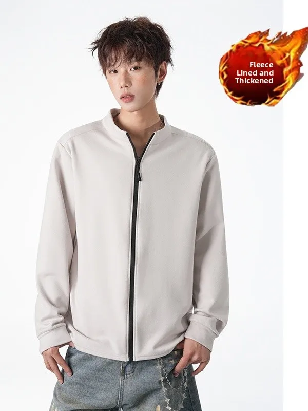 

Warm Fce Zipper Base irt Men Casual Inner American Fitn Long Sve Sport Jaet Outerwear Autumn Winter Leisure Sle