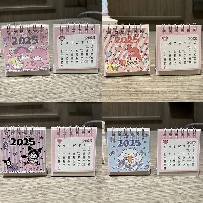 2025 Sanrio Hello Kitty Calendars Standing Desktop Mini Office Monthly Table Calendars Stand Portable Up Calendar Office Decor