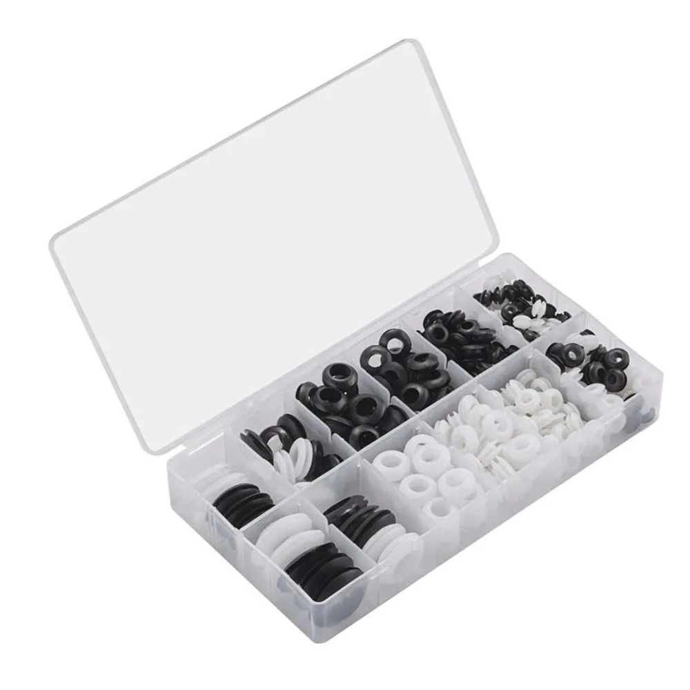 

325Pcs Rubber Grommet Eyelet Ring Gasket Assortment - 1/4", 5/16", 3/8", 7/16", 1/2", 5/8", 7/8", 1" for Wire, Plug and Cable