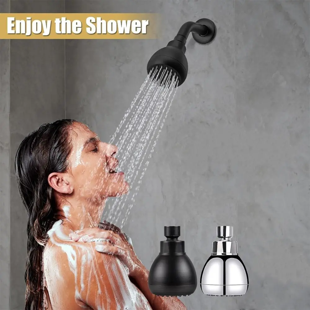 Silicone Nozzles Shower Heads Powerful Water Flow Matte Black Spray Shower Rustproof 360 Rotation Rain Shower Head Bathroom Use