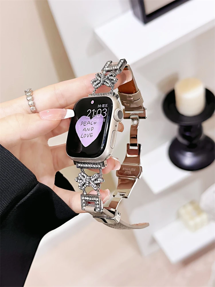 

Compatible with iWatch strap 38mm 40mm 41mm 42mm 44mm 45mm 49mm bow leather fashion strap