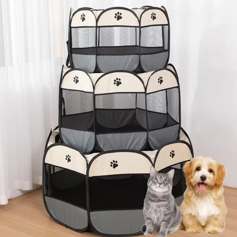 Portable Foldable Cat Tent Cat House Portable Folding Outdoor Travel Pet Tent Cats and Dogs Delivery Room Pets Octagonal Cage