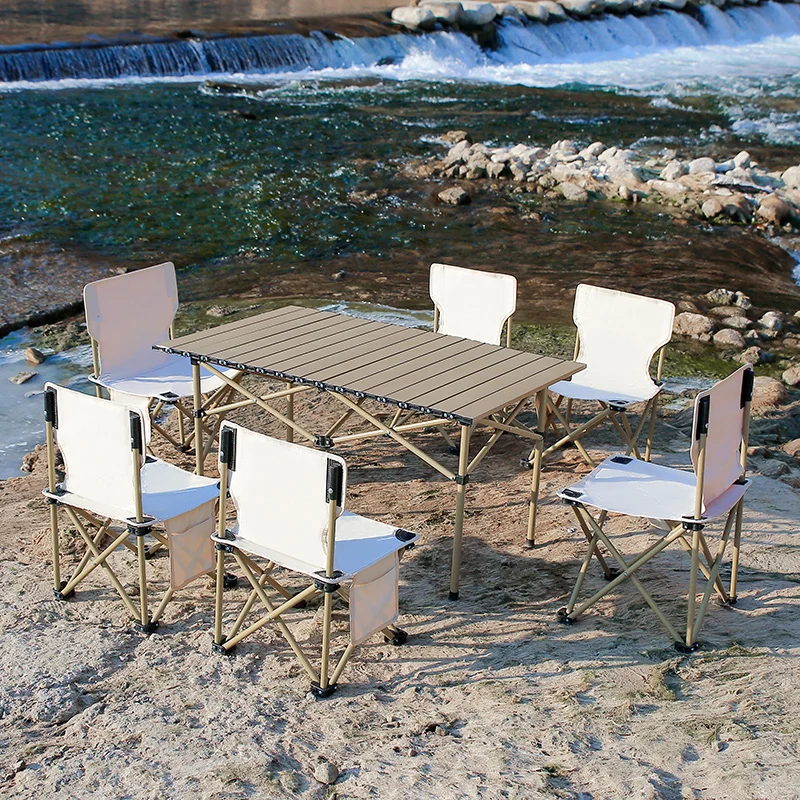 *Aluminum Alloy Mountain Outdoor Folding Table Portable Camping Picnic Dining Table With Chair