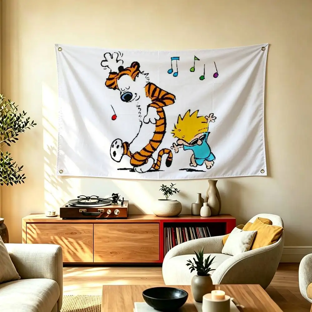 Comics Calvin And H-Hobbes Flag Suitable For Party Club Outdoor Interior Wall Decoration Banner Fans Gift