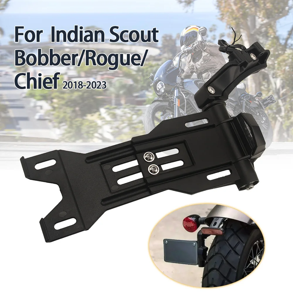 Für Indian Scout Bobber Twenty Sixty Rogue Chief Bobber Dark Horse Motorrad Kennzeichenhalter LED-Licht Verstellbarer Nummernschildhalter