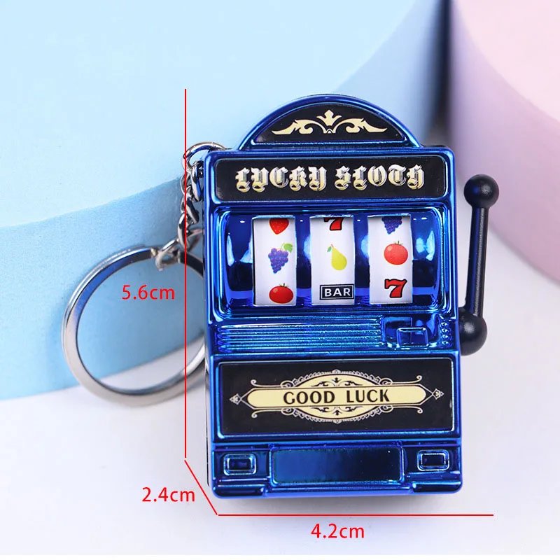 Fruit Slot Machine Keychain Lucky Charm Jackpot Keychains Mini Casino Pendant Bag Charm Novelty Gifts for Kids Adults