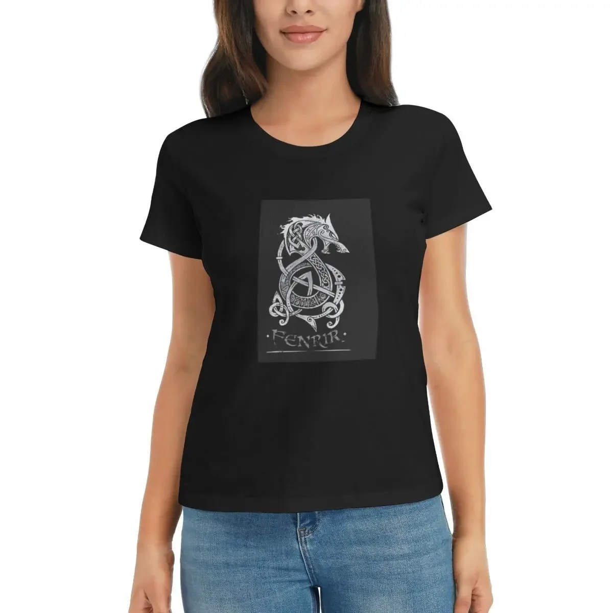 Camiseta de mujer Viking Loki Son Fenrir, camisetas de manga corta de verano, camisetas de algodón con cuello redondo, ropa, Tops, ropa de calle